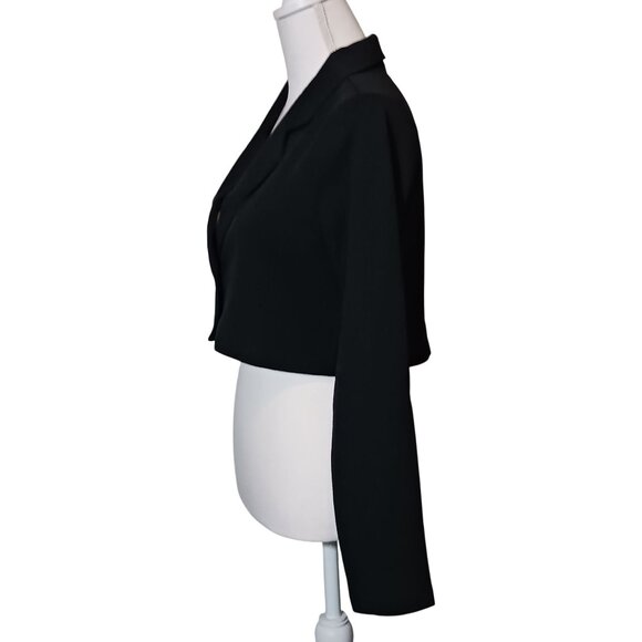 NEW No Comment Black Crop Blazer Jacket 2 Buttons Size M - Picture 6 of 13